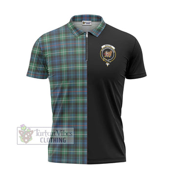 Baillie Ancient Tartan Zipper Polo Shirt with Family Crest and Half Of Me Style - Tartan Vibes Clothing