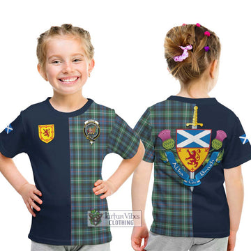 Baillie Ancient Tartan Kid T-Shirt Alba with Scottish Lion Royal Arm Half Style - Tartan Vibes Clothing