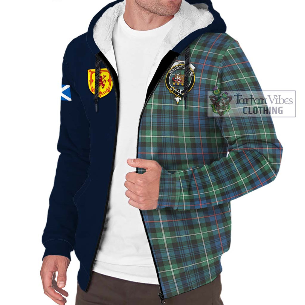 Baillie Ancient Tartan Sherpa Hoodie Alba with Scottish Lion Royal Arm Half Style - Tartan Vibes Clothing