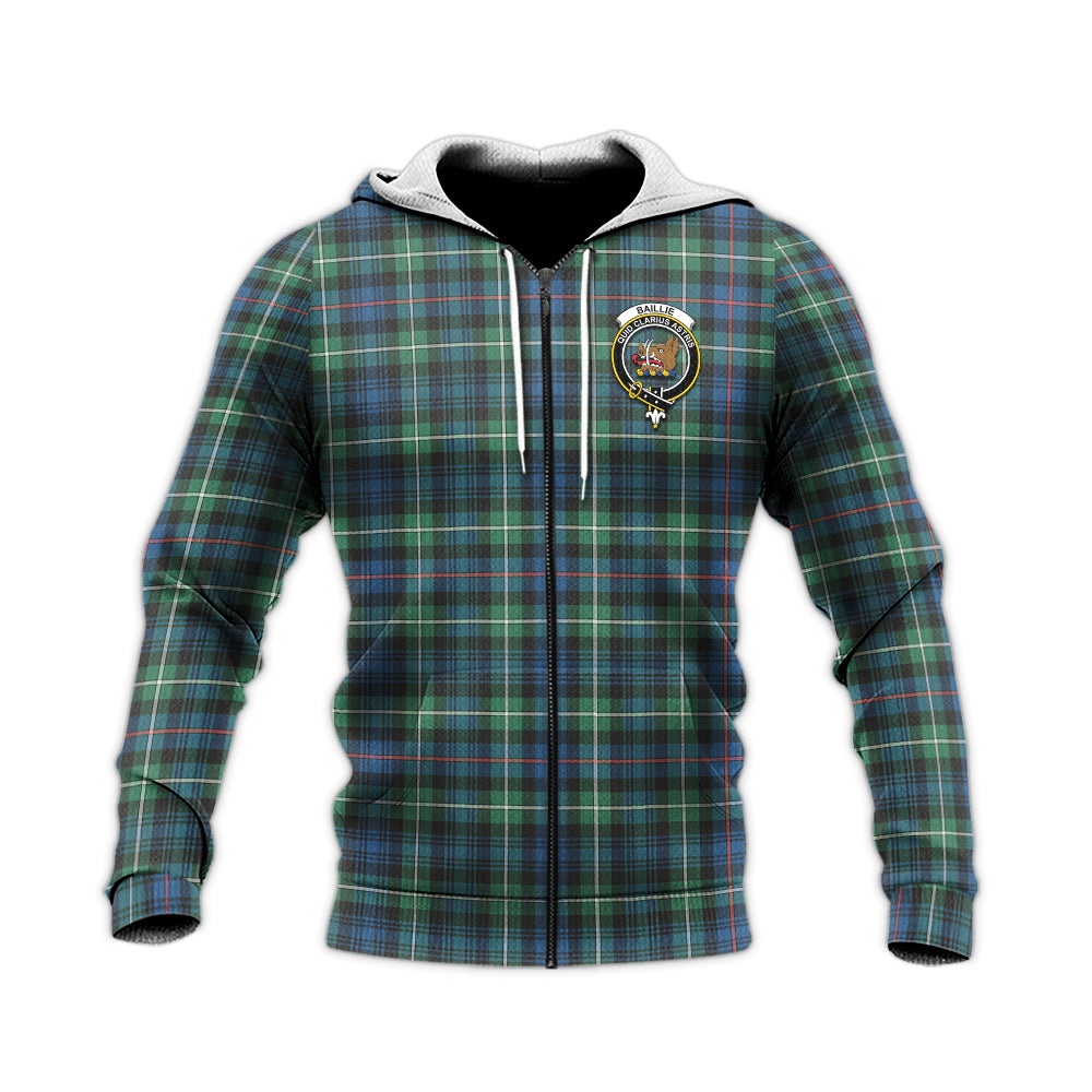 Baillie Ancient Tartan Knitted Hoodie with Family Crest Unisex Knitted Zip Hoodie - Tartanvibesclothing