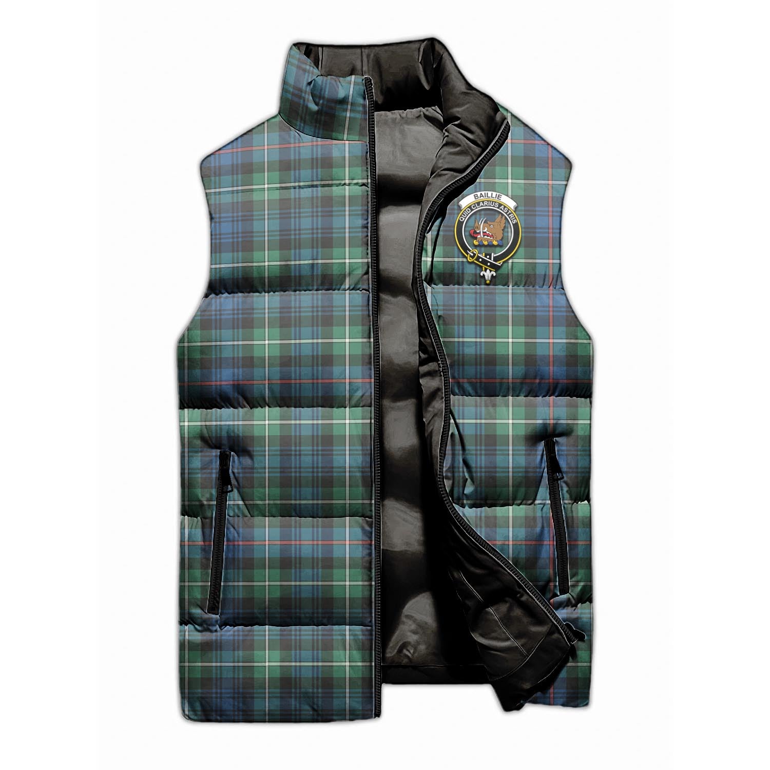 Baillie Ancient Tartan Sleeveless Puffer Jacket with Family Crest - Tartan Vibes Clothing
