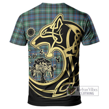 Baillie Ancient Tartan T-Shirt with Family Crest Celtic Wolf Style - Tartan Vibes Clothing