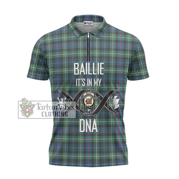 Baillie Ancient Tartan Zipper Polo Shirt with Family Crest DNA In Me Style - Tartan Vibes Clothing