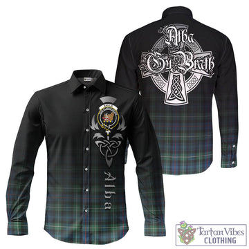 Baillie Ancient Tartan Long Sleeve Button Up Featuring Alba Gu Brath Family Crest Celtic Inspired