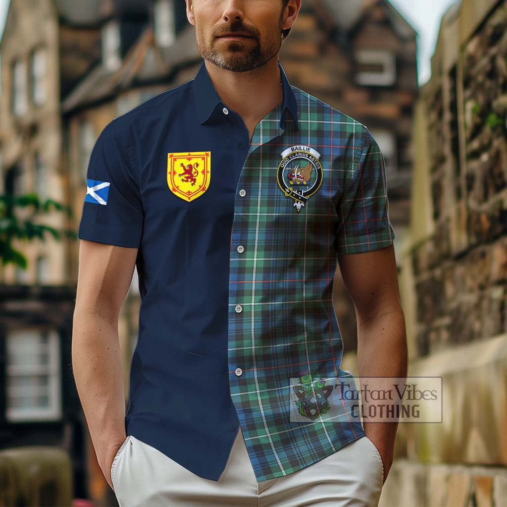 Baillie Ancient Tartan Hawaiian Shirt Alba with Scottish Lion Royal Arm Half Style - Tartan Vibes Clothing