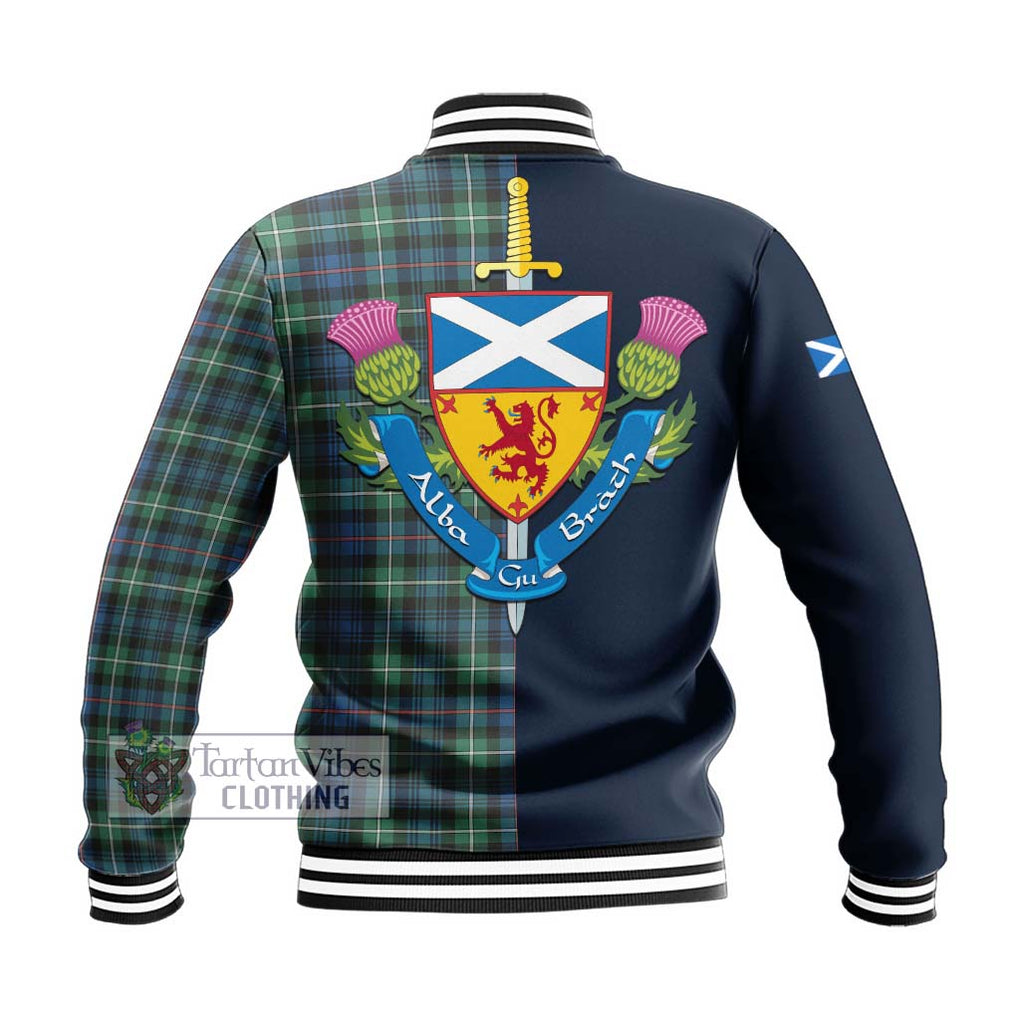 Baillie Ancient Tartan Baseball Jacket Alba with Scottish Lion Royal Arm Half Style - Tartan Vibes Clothing