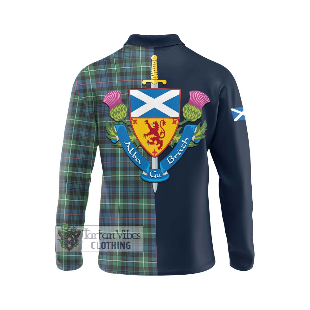 Baillie Ancient Tartan Long Sleeve Polo Shirt Alba with Scottish Lion Royal Arm Half Style - Tartan Vibes Clothing