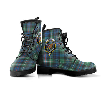 Baillie Ancient Tartan Leather Boots with Family Crest - Tartan Vibes Clothing