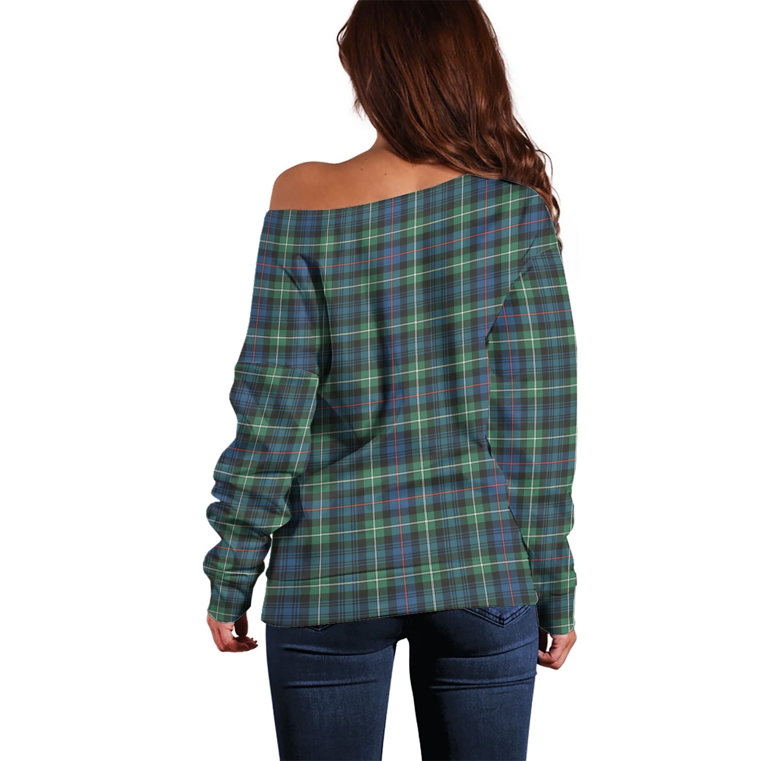 Baillie Ancient Tartan Off Shoulder Women Sweater with Family Crest - Tartan Vibes Clothing