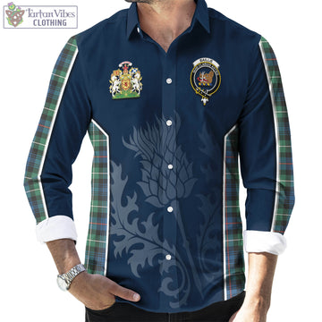 Baillie Ancient Tartan Long Sleeve Button Up Shirt with Family Crest and Scottish Thistle Vibes Sport Style
