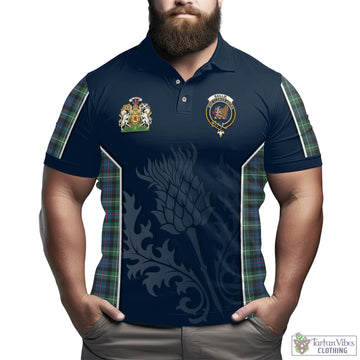 Baillie Ancient Tartan Men's Polo Shirt with Family Crest and Scottish Thistle Vibes Sport Style