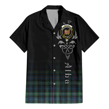 Tartan Vibes Clothing Baillie Ancient Tartan Short Sleeve Button Up Featuring Alba Gu Brath Family Crest Celtic Inspired