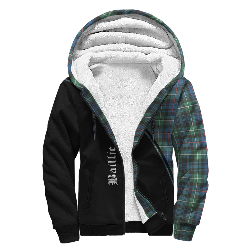Baillie Ancient Tartan Sherpa Hoodie with Family Crest Curve Style - Tartanvibesclothing