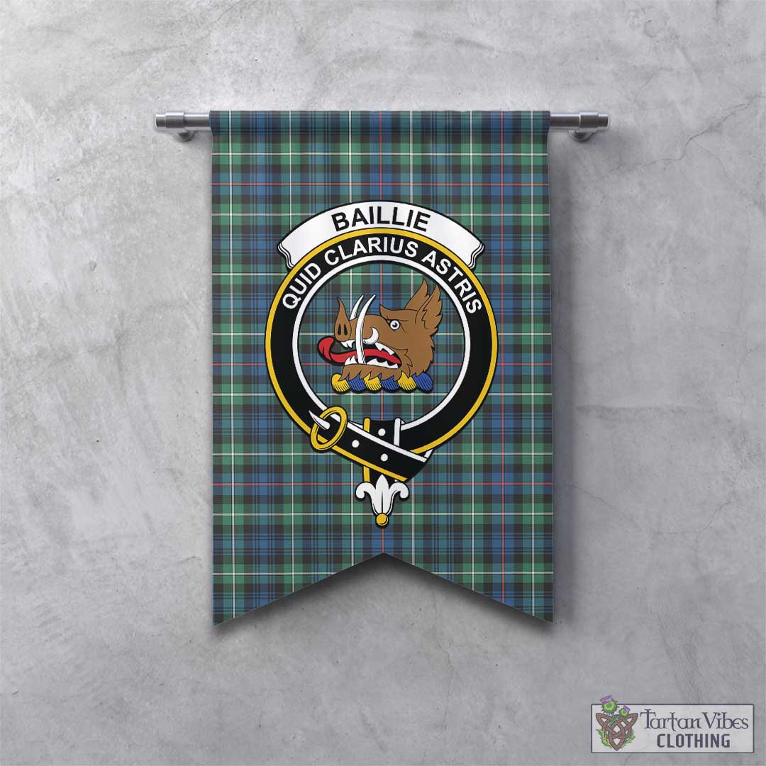 Tartan Vibes Clothing Baillie Ancient Tartan Gonfalon, Tartan Banner with Family Crest