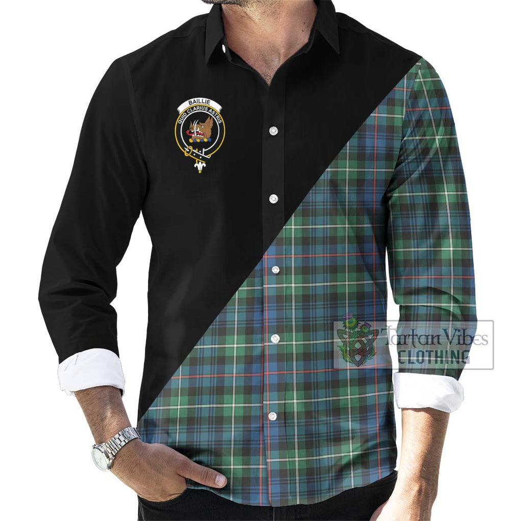 Baillie Ancient Tartan Long Sleeve Button Shirt with Family Crest and Military Logo Style - Tartanvibesclothing Shop