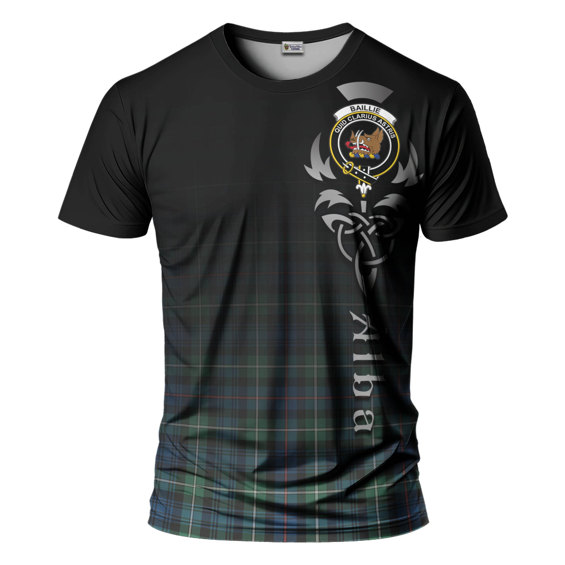 Tartan Vibes Clothing Baillie Ancient Tartan T-Shirt Featuring Alba Gu Brath Family Crest Celtic Inspired