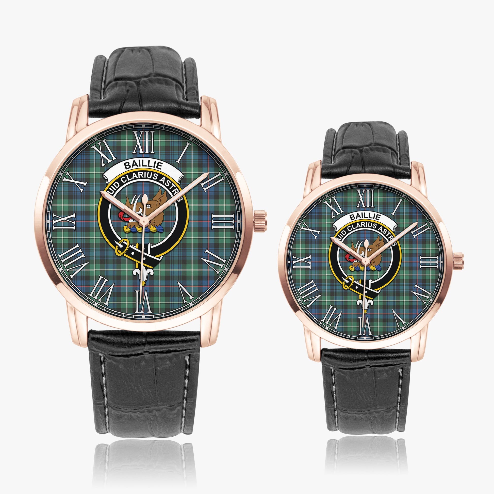 Baillie Ancient Tartan Family Crest Leather Strap Quartz Watch - Tartan Vibes Clothing