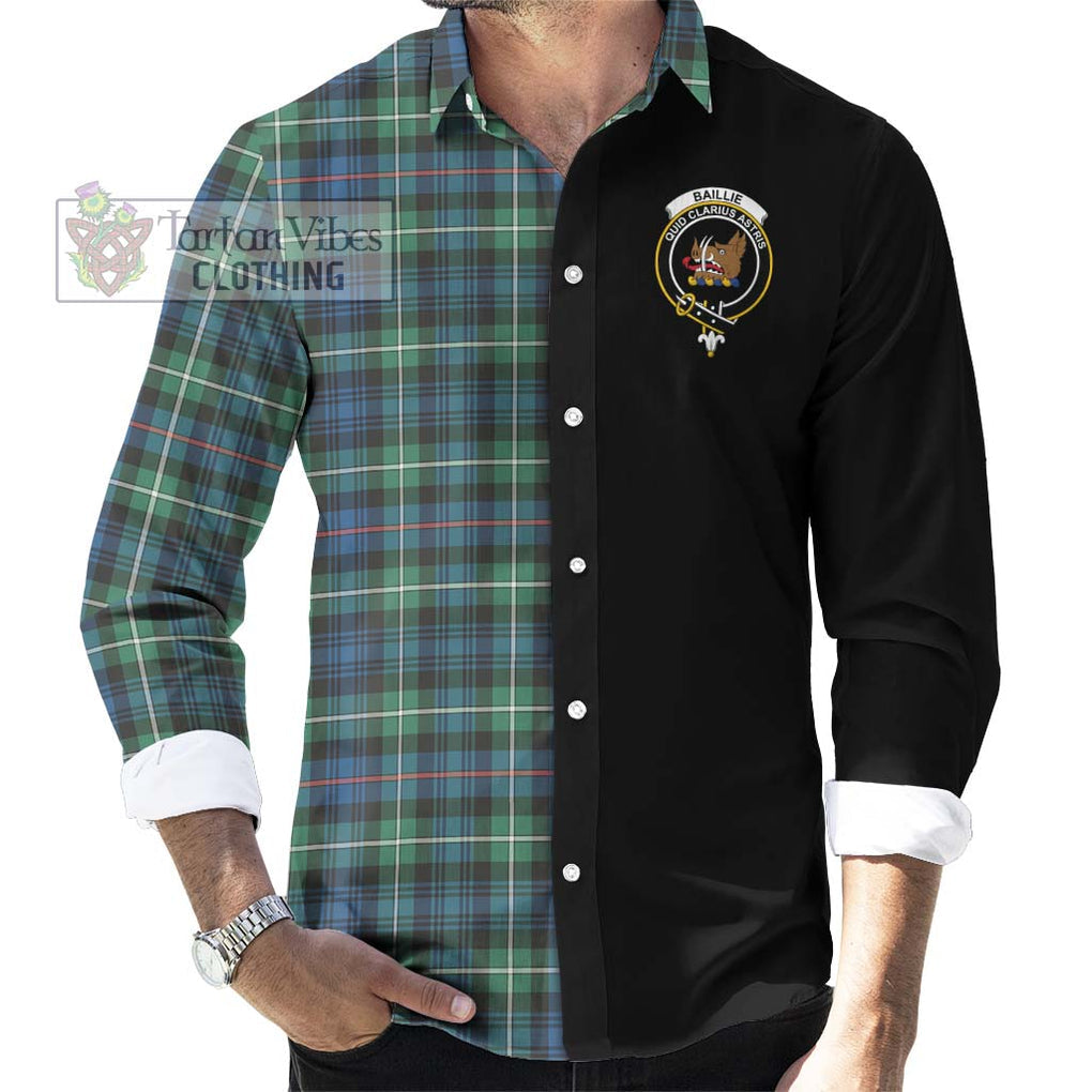 Baillie Ancient Tartan Long Sleeve Button Shirt with Family Crest and Half Of Me Style - Tartanvibesclothing Shop