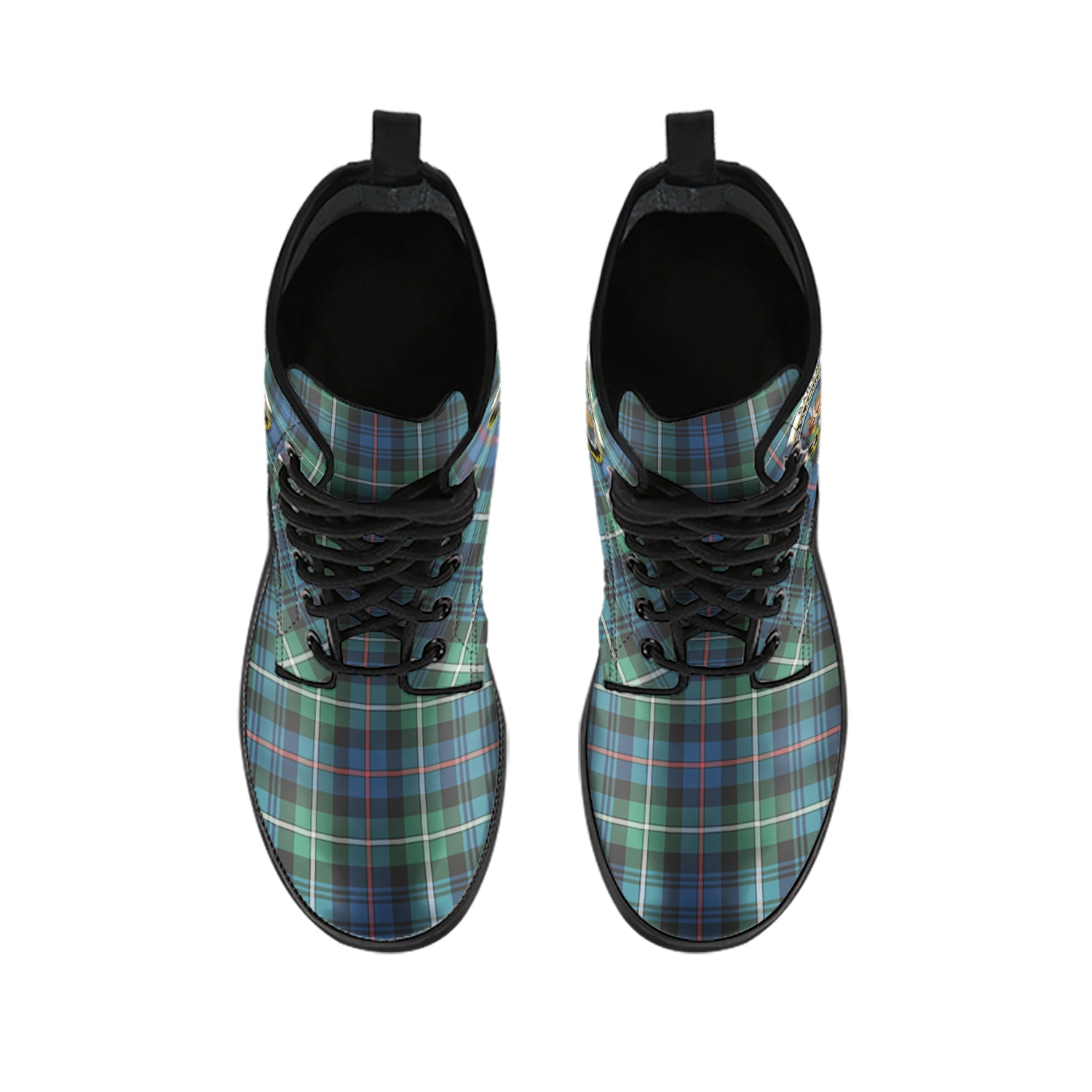 Baillie Ancient Tartan Leather Boots with Family Crest - Tartan Vibes Clothing