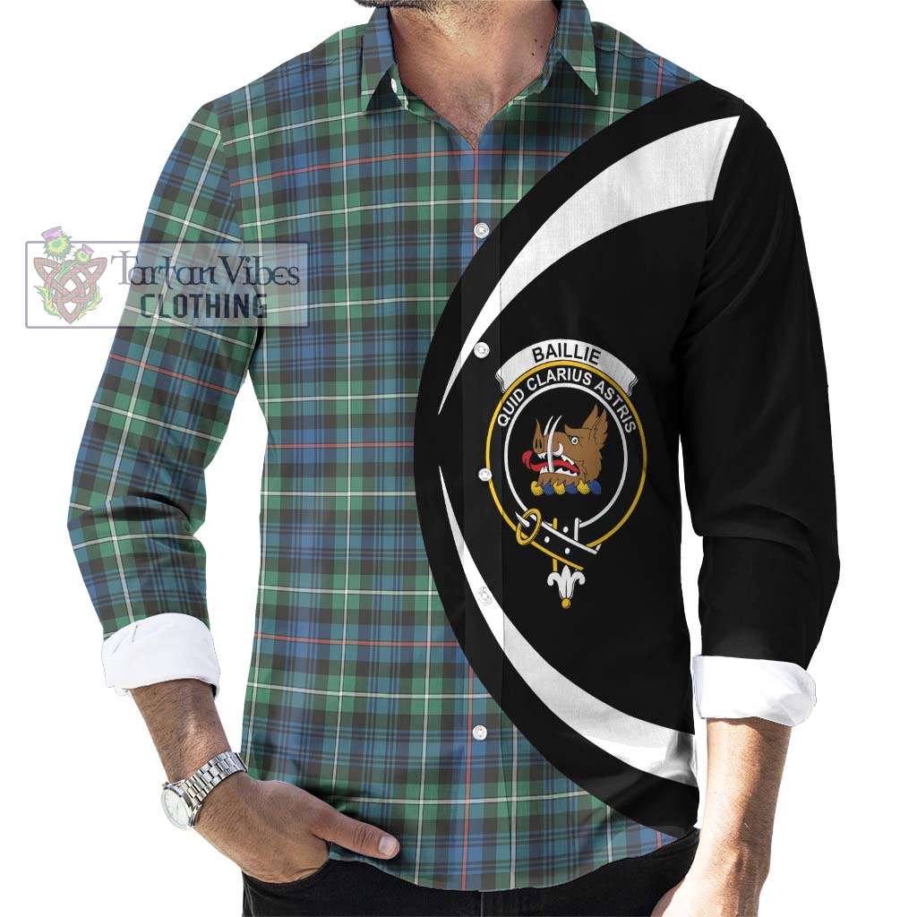 Baillie Ancient Tartan Long Sleeve Button Up with Family Crest Circle Style - Tartan Vibes Clothing