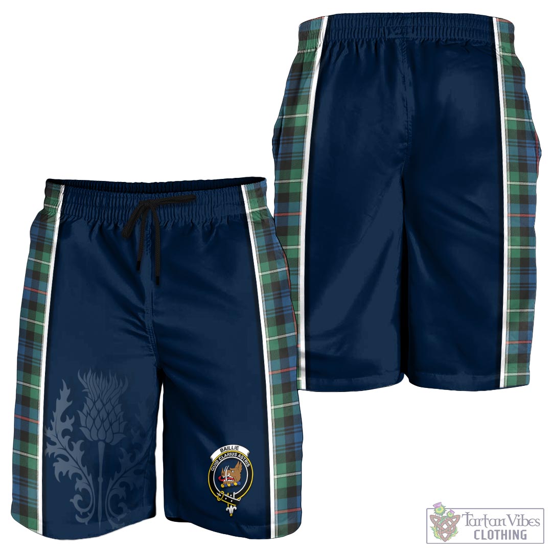 Tartan Vibes Clothing Baillie Ancient Tartan Men's Shorts with Family Crest and Scottish Thistle Vibes Sport Style