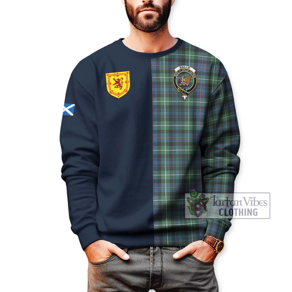 Baillie Ancient Tartan Sweatshirt Alba with Scottish Lion Royal Arm Half Style - Tartan Vibes Clothing