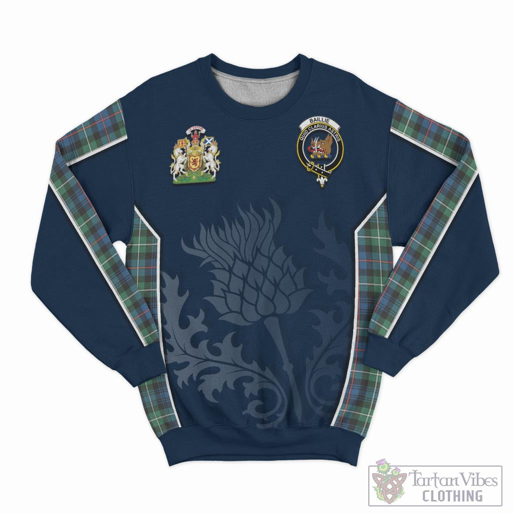 Baillie Ancient Tartan Sweatshirt with Family Crest and Scottish Thistle Vibes Sport Style - Tartan Vibes Clothing