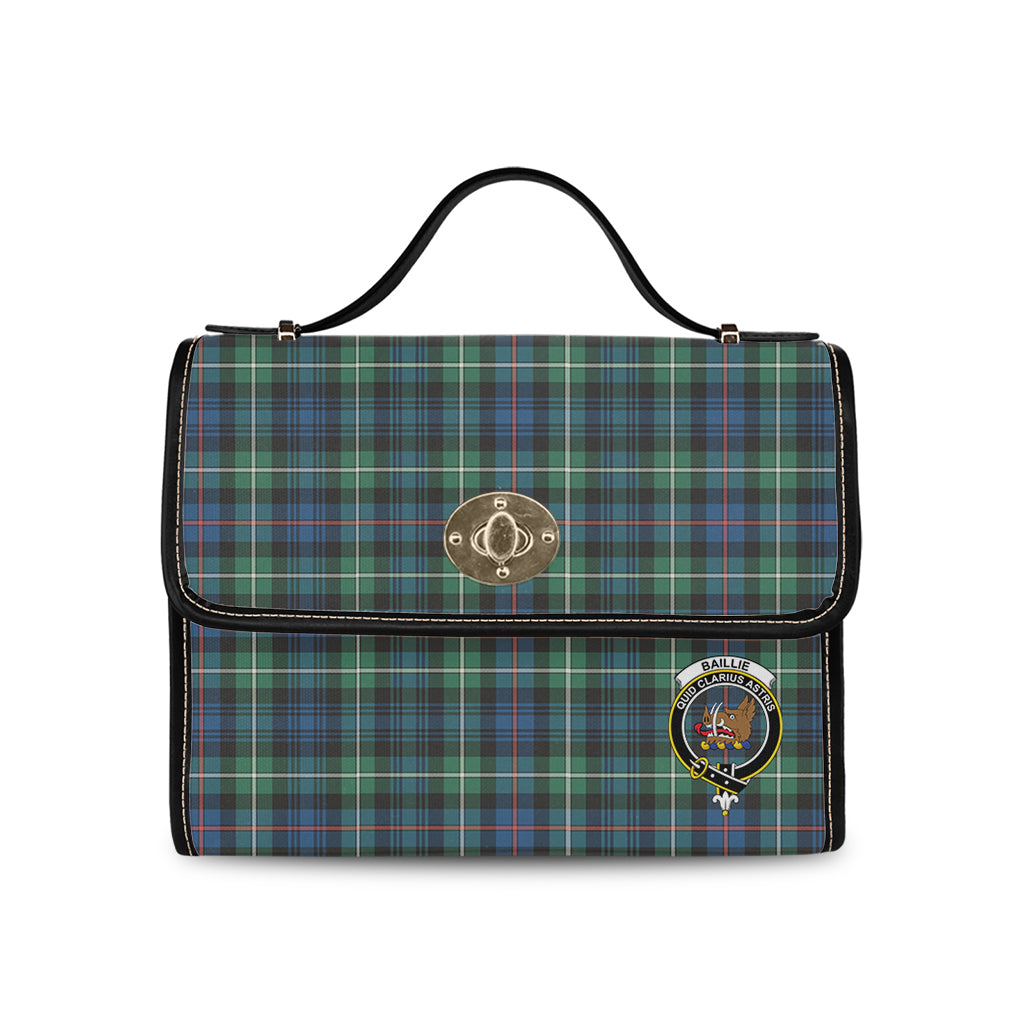 Baillie Ancient Tartan Leather Strap Waterproof Canvas Bag with Family Crest - Tartanvibesclothing