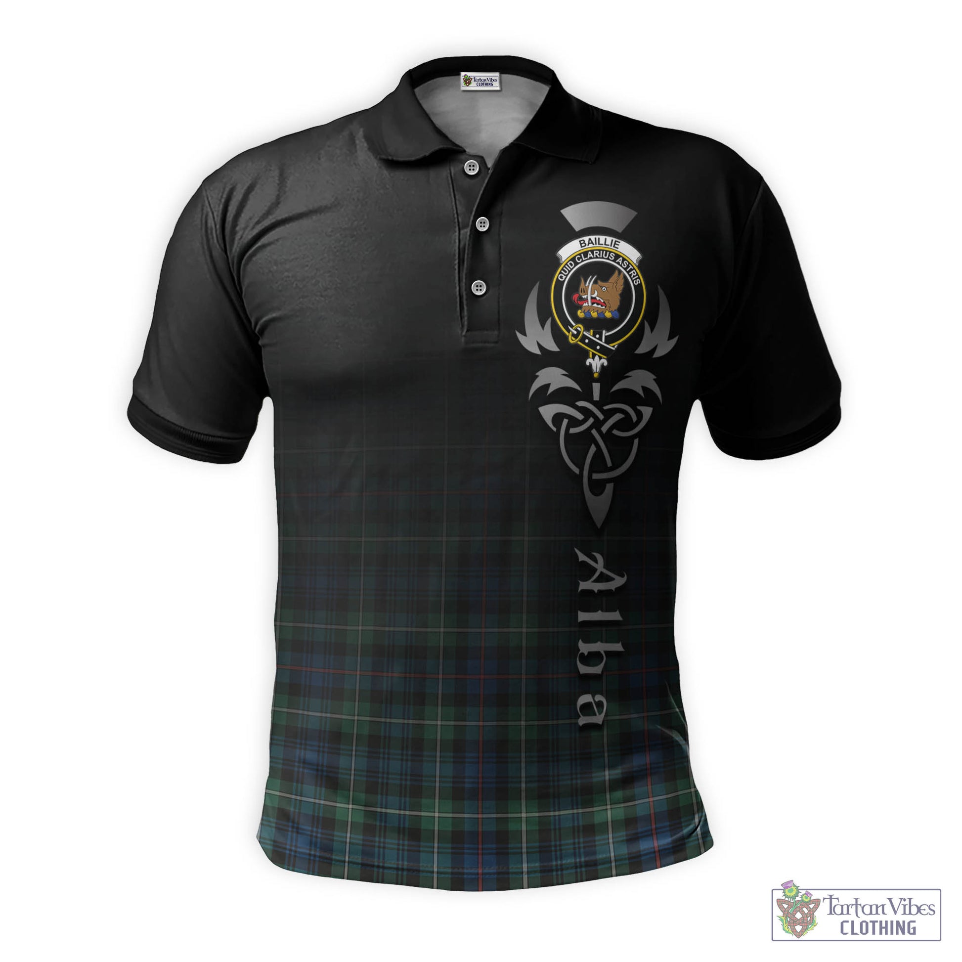 Tartan Vibes Clothing Baillie Ancient Tartan Polo Shirt Featuring Alba Gu Brath Family Crest Celtic Inspired