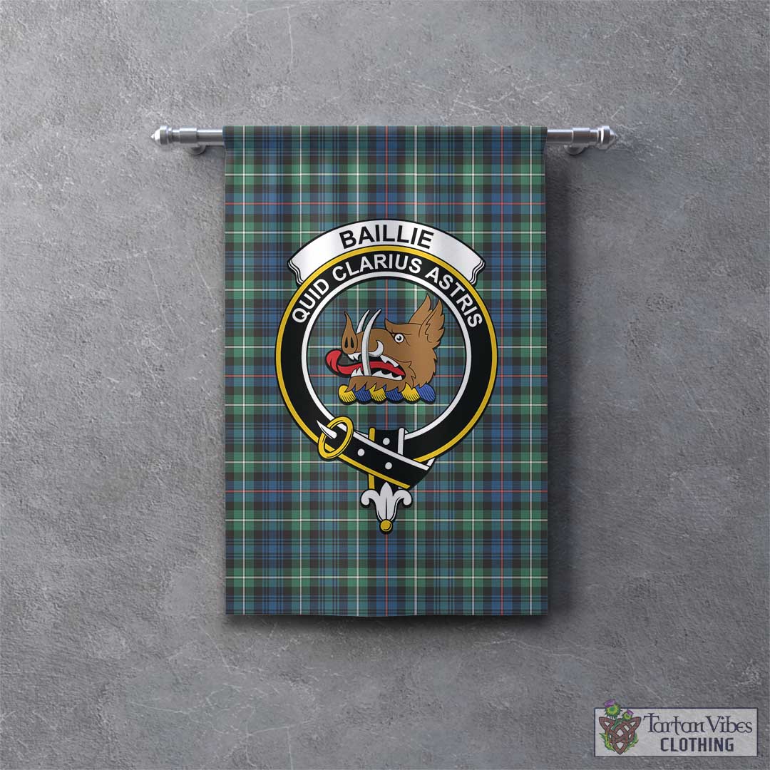 Tartan Vibes Clothing Baillie Ancient Tartan Gonfalon, Tartan Banner with Family Crest