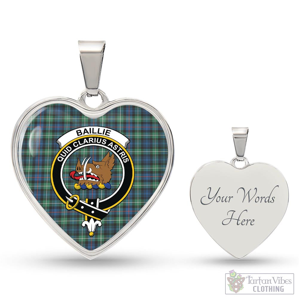 Baillie Ancient Tartan Heart Necklace with Family Crest Luxury Necklace (Silver) Yes - Tartan Vibes Clothing