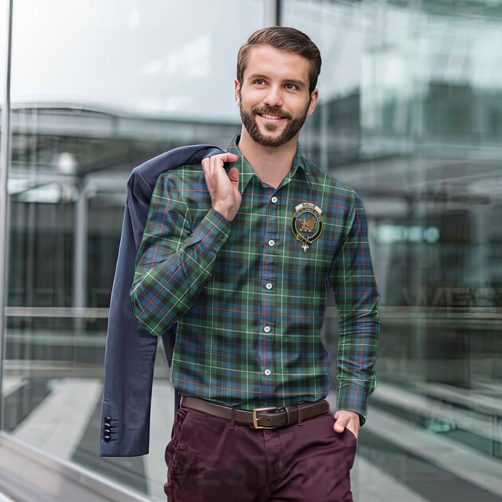 Baillie Ancient Tartan Long Sleeve Button Up Shirt with Family Crest - Tartan Vibes Clothing
