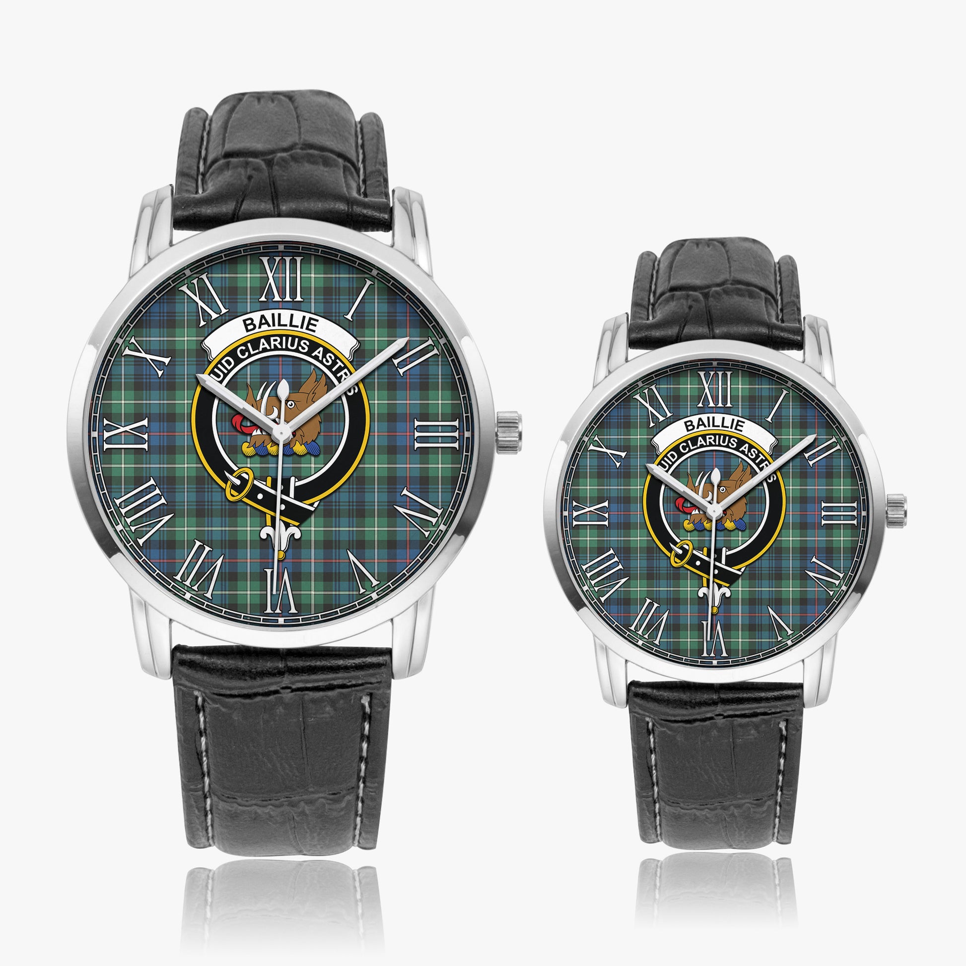 Baillie Ancient Tartan Family Crest Leather Strap Quartz Watch - Tartan Vibes Clothing