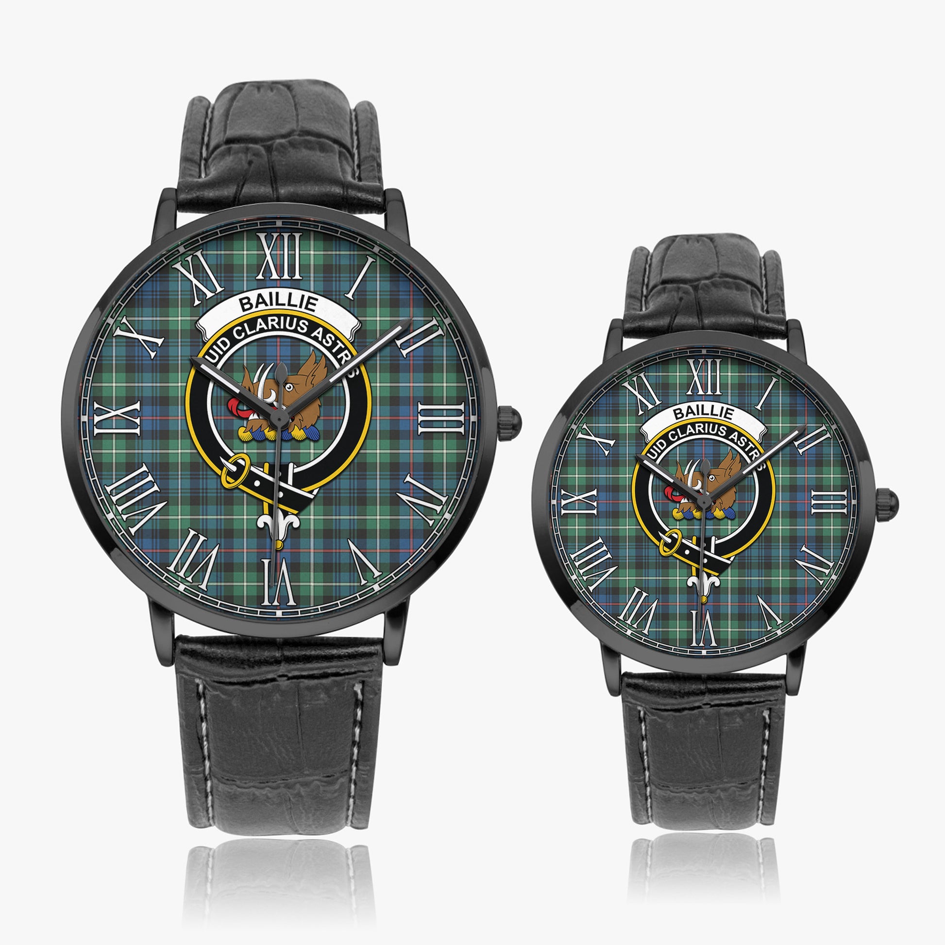 Baillie Ancient Tartan Family Crest Leather Strap Quartz Watch - Tartan Vibes Clothing