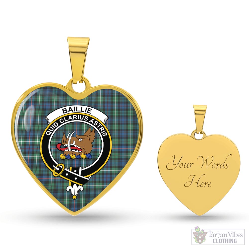 Baillie Ancient Tartan Heart Necklace with Family Crest Luxury Necklace (Gold) Yes - Tartan Vibes Clothing