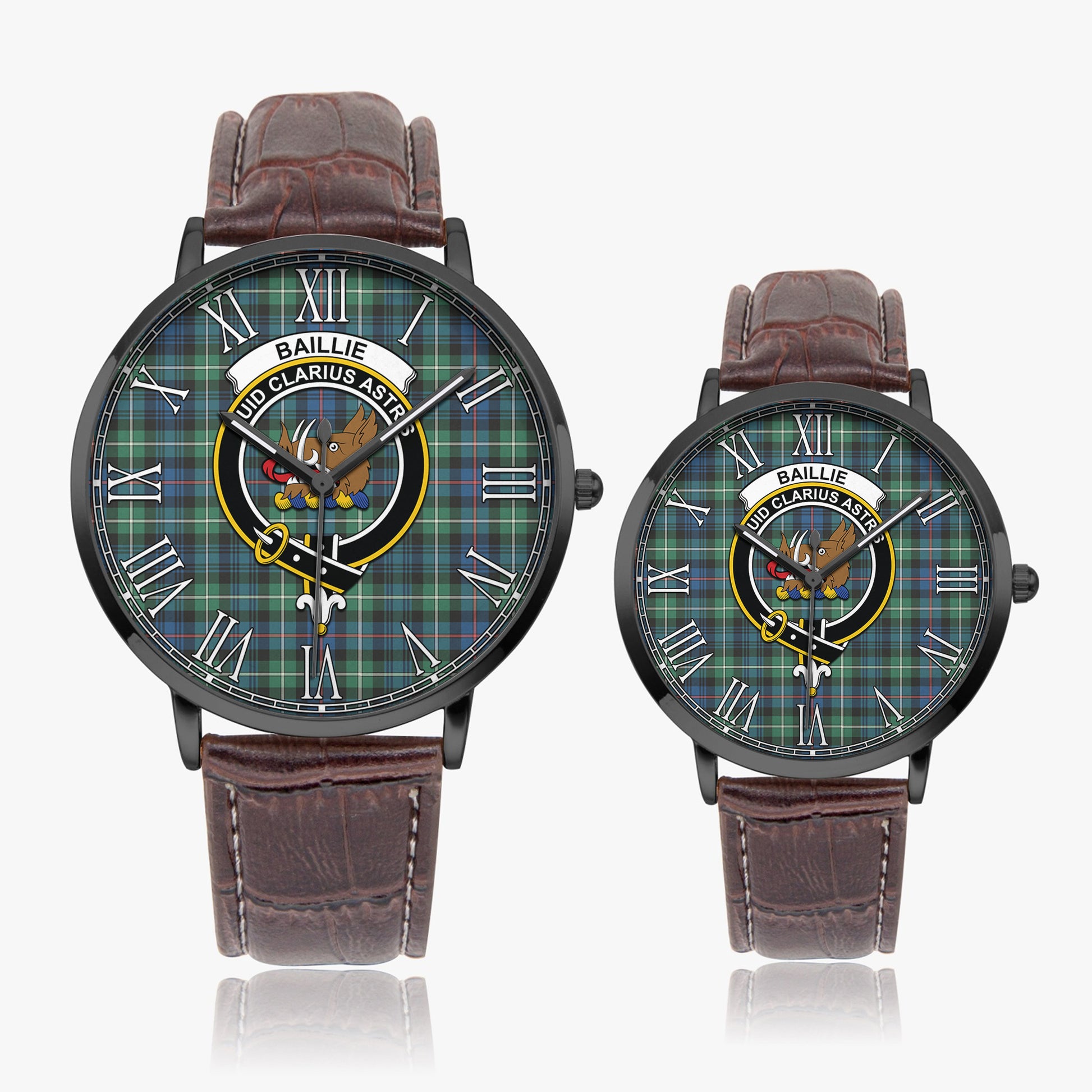 Baillie Ancient Tartan Family Crest Leather Strap Quartz Watch - Tartan Vibes Clothing