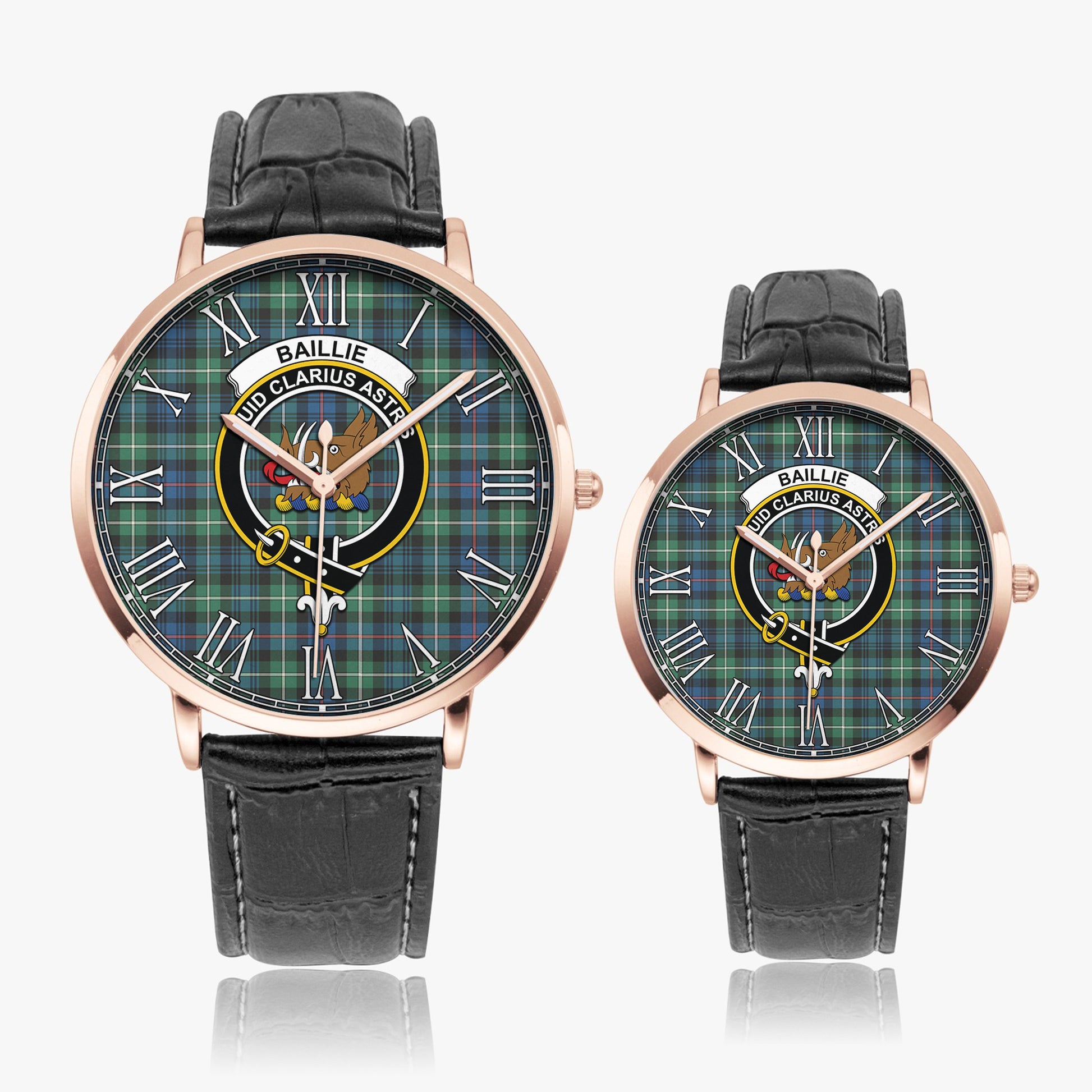 Baillie Ancient Tartan Family Crest Leather Strap Quartz Watch - Tartan Vibes Clothing