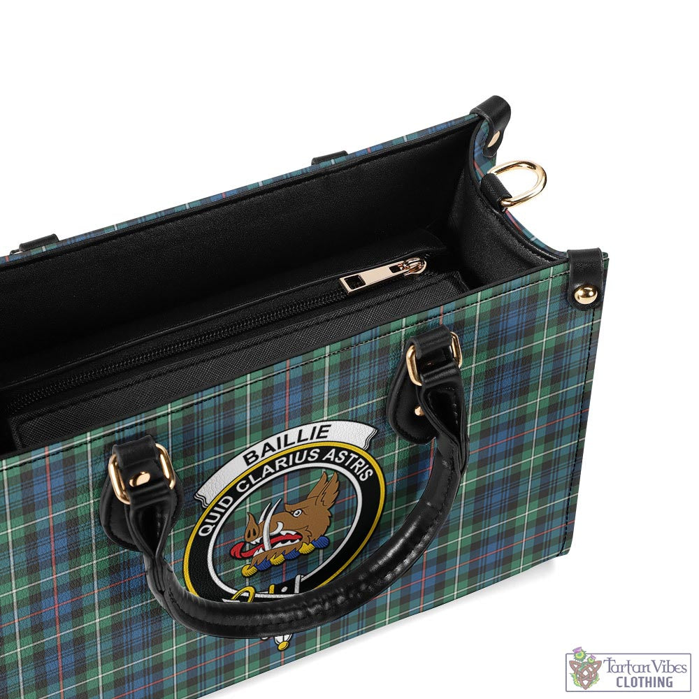 Tartan Vibes Clothing Baillie Ancient Tartan Luxury Leather Handbags with Family Crest