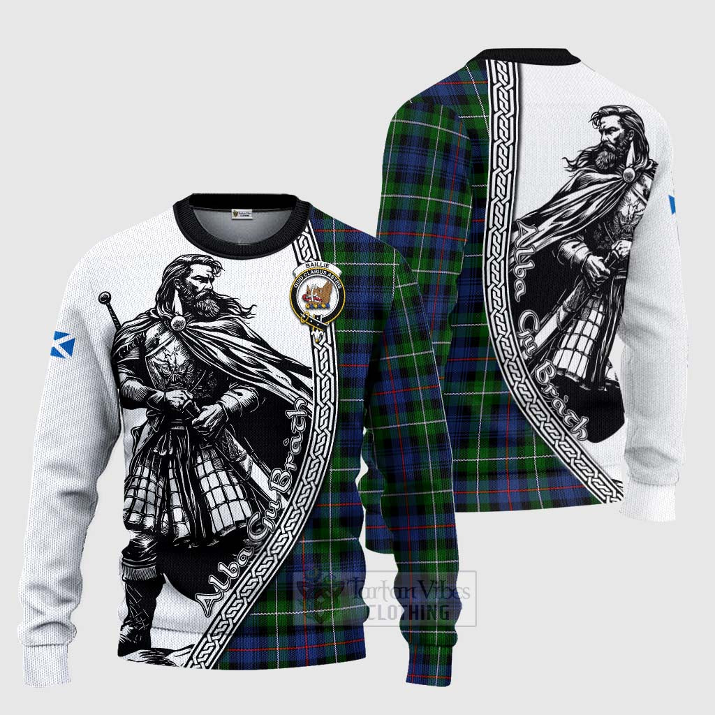 Baillie (Bailey) Tartan Clan Crest Knitted Sweater with Highlander Warrior Celtic Style Unisex - Tartan Vibes Clothing