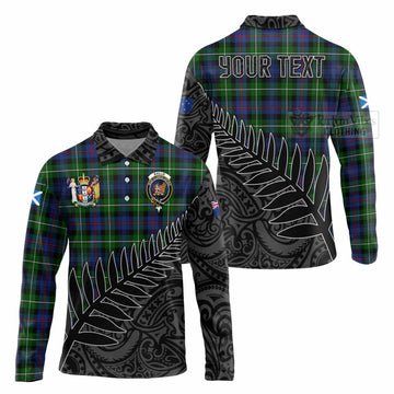 Baillie (Bailey) Crest Tartan Long Sleeve Polo Shirt with New Zealand Silver Fern Half Style Unisex - Tartan Vibes Clothing