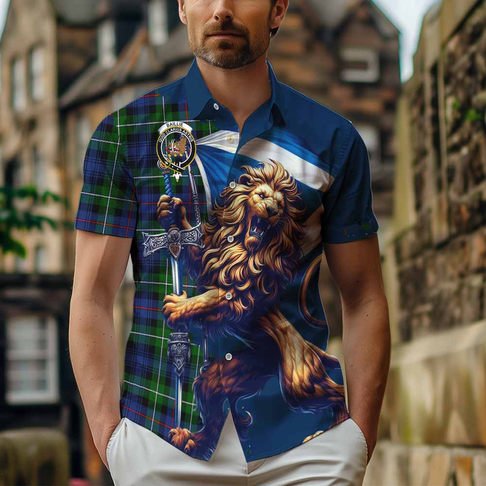 Baillie (Bailey) Tartan Family Crest Hawaiian Shirt with Scottish Majestic Lion Kid - Tartan Vibes Clothing