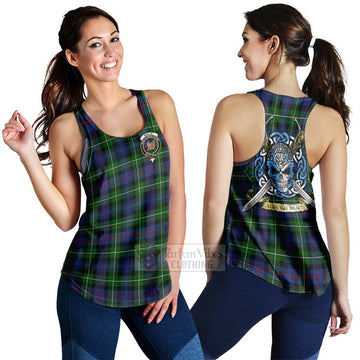 Baillie (Bailey) Tartan Women's Racerback Tanks with Family Crest Celtic Skull Style 4XL - Tartan Vibes Clothing