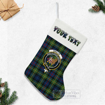 Baillie (Bailey) Tartan Family Crest Christmas Stocking with Personalized Text - Tartan Vibes Clothing
