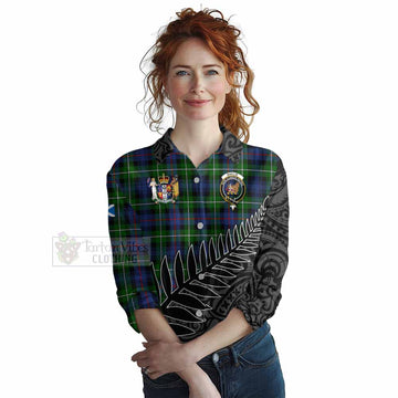 Baillie (Bailey) Crest Tartan Women's Casual Shirt with New Zealand Silver Fern Half Style Female - Tartan Vibes Clothing