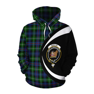 Baillie (Bailey) Tartan Cotton Hoodie with Family Crest Circle Style Pullover Hoodie XS - Tartan Vibes Clothing