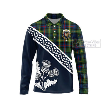 Baillie (Bailey) Tartan Long Sleeve Polo Shirt Featuring Thistle and Scotland Map Unisex - Tartan Vibes Clothing