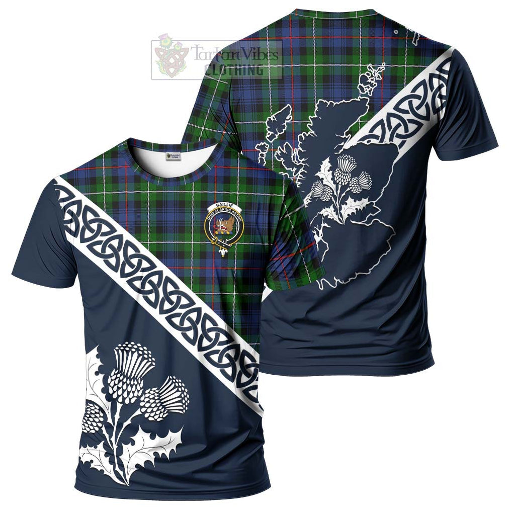 Baillie (Bailey) Tartan T-Shirt Featuring Thistle and Scotland Map Kid's Shirt - Tartanvibesclothing Store