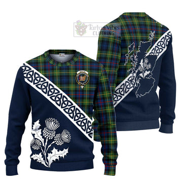 Baillie (Bailey) Tartan Ugly Sweater Featuring Thistle and Scotland Map Unisex - Tartan Vibes Clothing