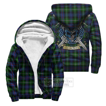 Baillie (Bailey) Tartan Sherpa Hoodie with Family Crest Celtic Skull Style Unisex S - Tartan Vibes Clothing