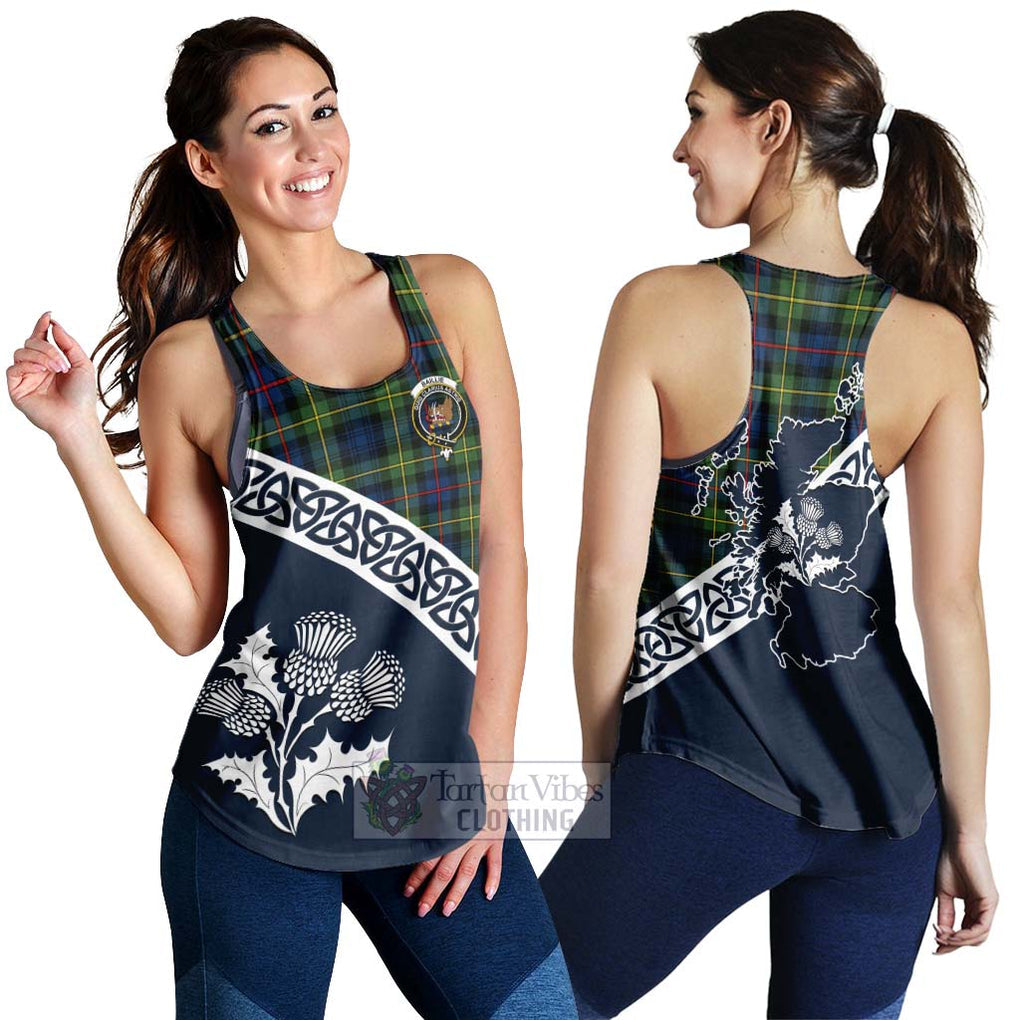 Baillie (Bailey) Tartan Women's Racerback Tanks Featuring Thistle and Scotland Map 4XL - Tartan Vibes Clothing